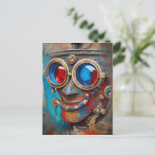 Steampunk De Blikken Man Portret Briefkaart (Staand voorkant)