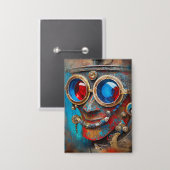Steampunk De Blikken Man Portret Button (Voorkant / Achterkant)