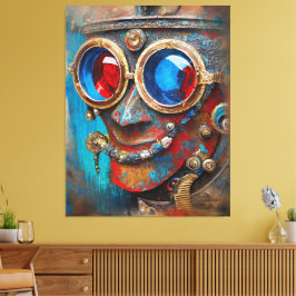 Steampunk De Blikken Man Portret Canvas Afdruk
