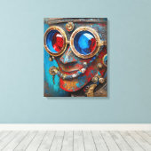 Steampunk De Blikken Man Portret Canvas Afdruk (Insitu (Houten vloer))