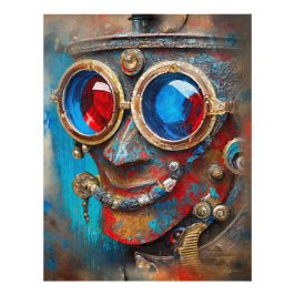 Steampunk De Blikken Man Portret Foto Afdruk
