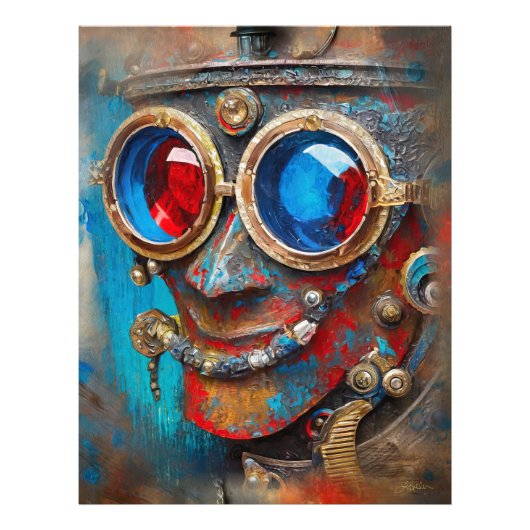 Steampunk De Blikken Man Portret Foto Afdruk (Voorkant)