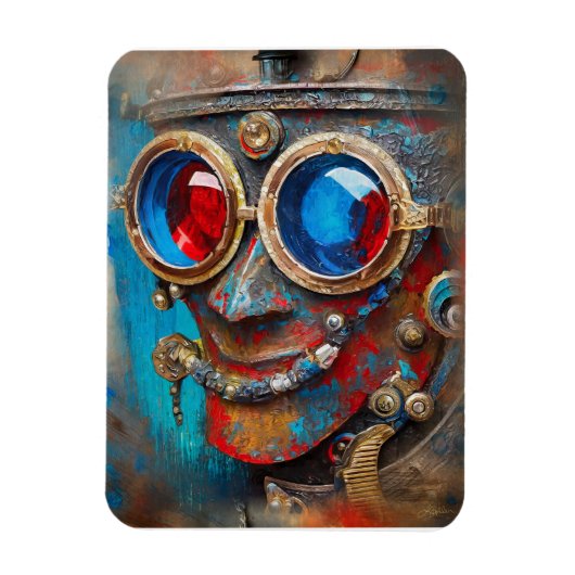 Steampunk De Blikken Man Portret Magneet (Verticaal)