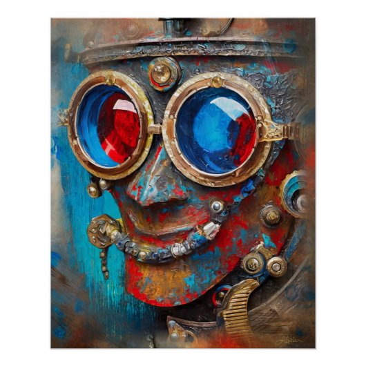 Steampunk De Blikken Man Portret Perfect Poster (Voorkant)
