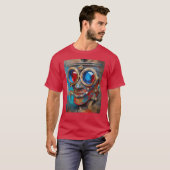 Steampunk De Blikken Man Portret T-shirt (Voorkant volledig)
