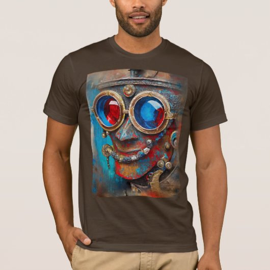 Steampunk De Blikken Man Portret T-shirt (Voorkant)