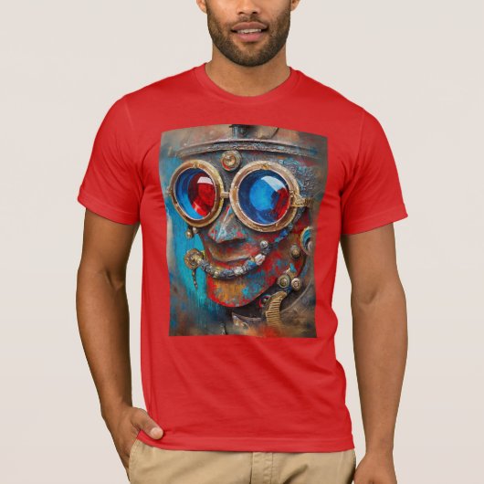 Steampunk De Blikken Man Portret T-shirt (Voorkant)