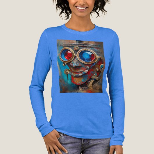 Steampunk De Blikken Man Portret Tri-Blend Shirt (Voorkant)