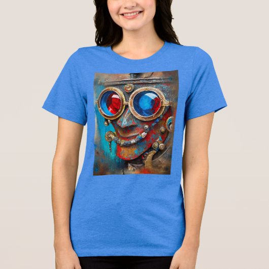 Steampunk De Blikken Man Portret Tri-Blend Shirt (Voorkant)