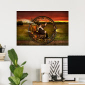 Steampunk - De herenmonowiel Poster (Thuiskantoor)