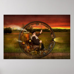Steampunk - De herenmonowiel Poster