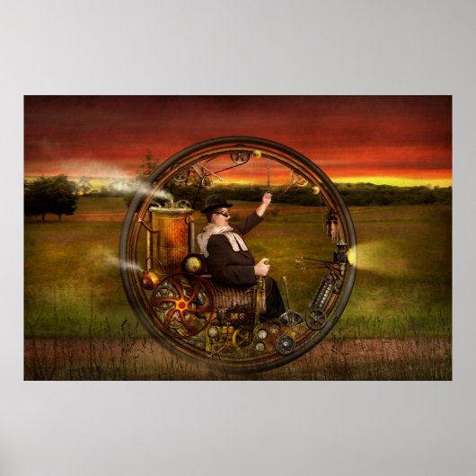 Steampunk - De herenmonowiel Poster (Voorkant)
