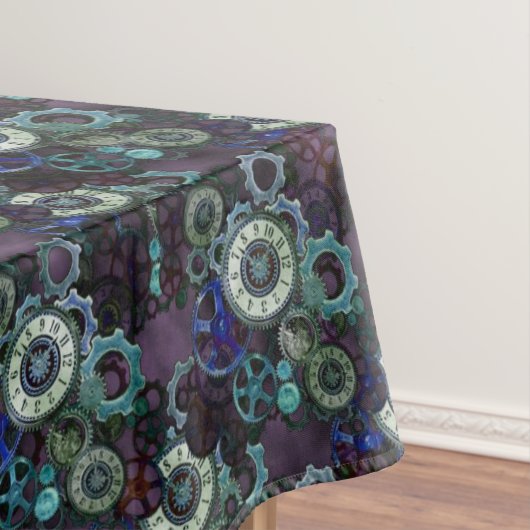 Steampunk decor, horloges tijd tandwielen patroon  tafelkleed (Voorbeeld)