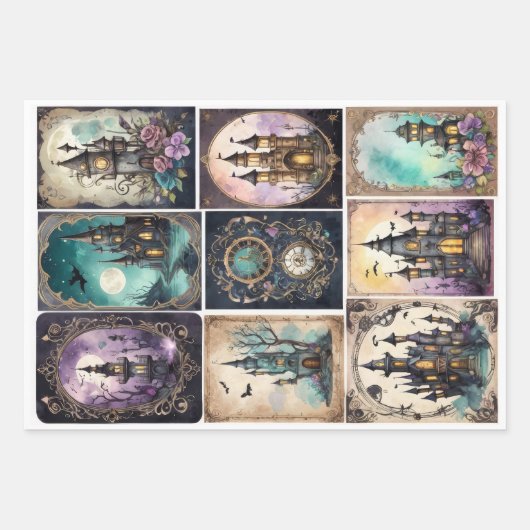 Steampunk decoratieve elementen voor decoupage #1 inpakpapier vel (Voorkant 3)