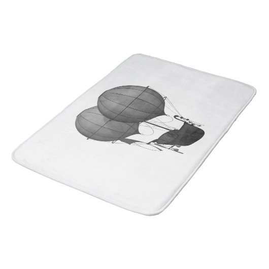 Steampunk Design Black en White Flying Machine Badmat (Gekanteld)