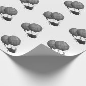Steampunk Design Black en White Flying Machine Cadeaupapier (Hoek)