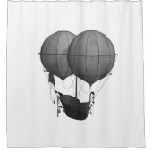 Steampunk Design Black en White Flying Machine Douchegordijn (Voorkant)
