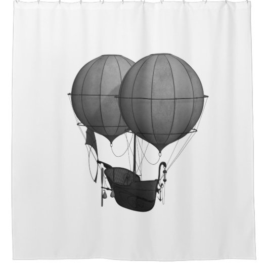 Steampunk Design Black en White Flying Machine Douchegordijn (Voorkant)