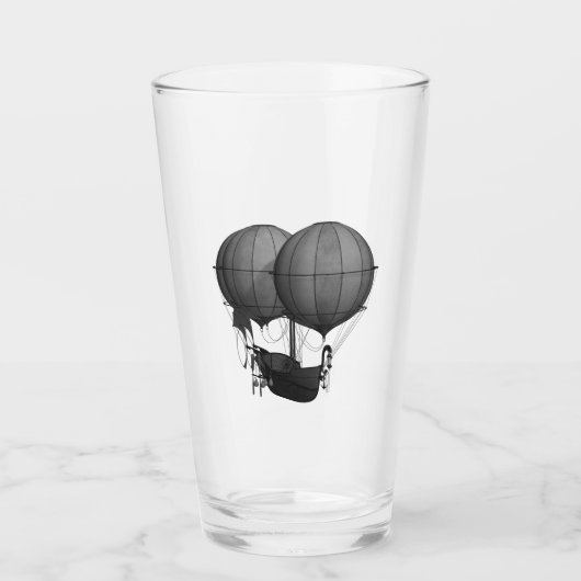 Steampunk Design Black en White Flying Machine Glas (Voorkant)