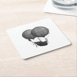Steampunk Design Black en White Flying Machine Kartonnen Onderzetters
