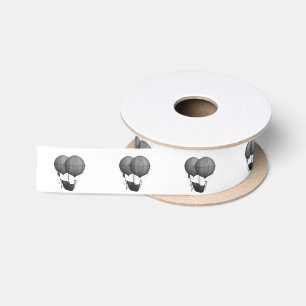 Steampunk Design Black en White Flying Machine Satijnen Lint
