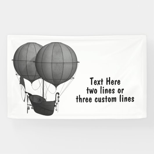 Steampunk Design Black en White Flying Machine Spandoek (Horizontaal)