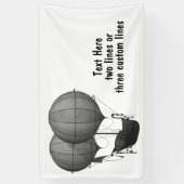 Steampunk Design Black en White Flying Machine Spandoek (Verticaal)