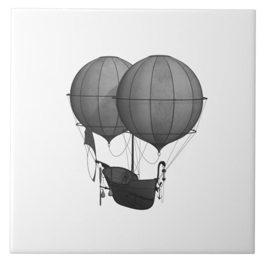 Steampunk Design Black en White Flying Machine Tegeltje (Voorkant)