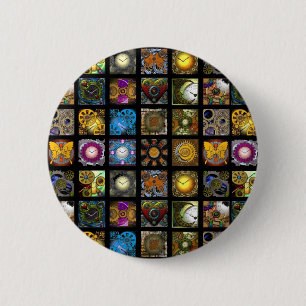 Steampunk-Design Ronde Button 5,7 Cm