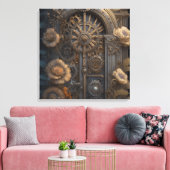 Steampunk deur met bloemen canvas afdruk (Insitu (Woonkamer))