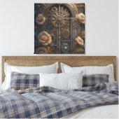 Steampunk deur met bloemen canvas afdruk (Insitu (Slaapkamer))