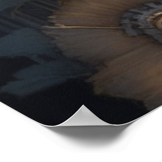 Steampunk deur met bloemen poster (Hoek)