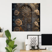 Steampunk deur met bloemen poster (Thuiskantoor)