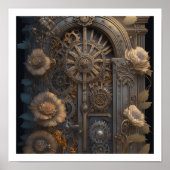 Steampunk deur met bloemen poster (Voorkant)