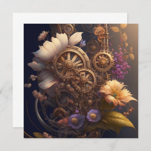 Steampunk deur met paarse bloemen (Voorkant / Achterkant)