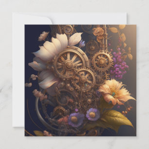 Steampunk deur met paarse bloemen