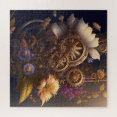 Steampunk deur met paarse bloemen legpuzzel (Horizontaal)