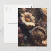 Steampunk deur met witte bloemen briefkaart (Voorkant / Achterkant)