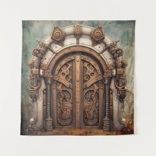 Steampunk Deur Tapestry Wandkleed (Voorkant)