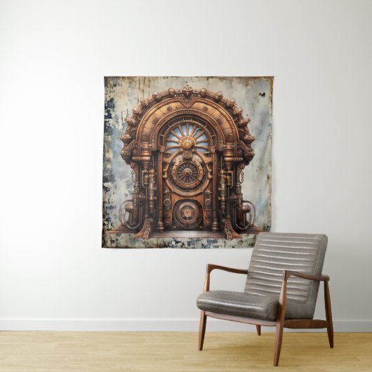 Steampunk Deur Tapestry Wandkleed (In situ)
