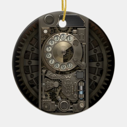 Steampunk Device - Rotary Dial Phone. Keramisch Ornament (Voorkant)