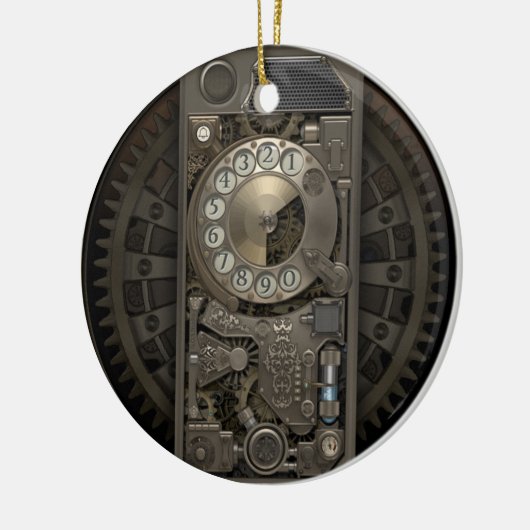 Steampunk Device - Rotary Dial Phone. Keramisch Ornament (Links)