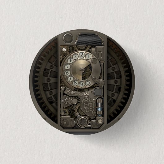 Steampunk Device - Rotary Dial Phone. Ronde Button 3,2 Cm (Voorkant)