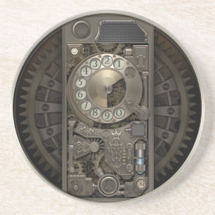 Steampunk Device - Rotary Dial Phone. Zandsteen Onderzetter
