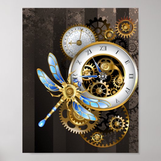 Steampunk Dials with Dragonfly Poster (Voorkant)