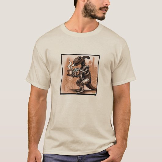Steampunk Dino Drink koffie-Shirt T-shirt (Voorkant)