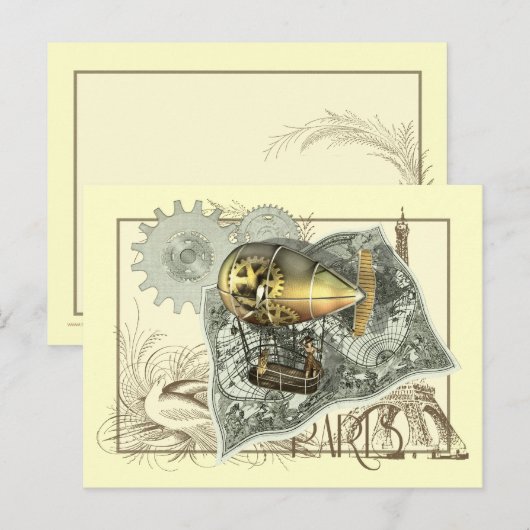 Steampunk Diriable Air Tour Briefkaart (Voorkant / Achterkant)