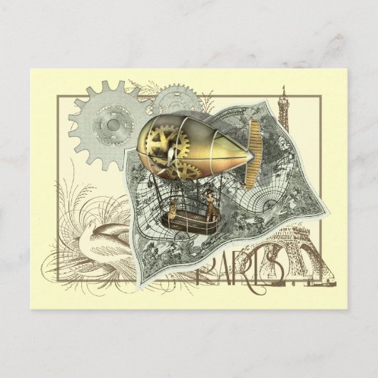 Steampunk Diriable Air Tour Briefkaart (Voorkant)