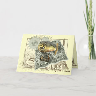 Steampunk Diriable Air Tour Greetings Card Kaart