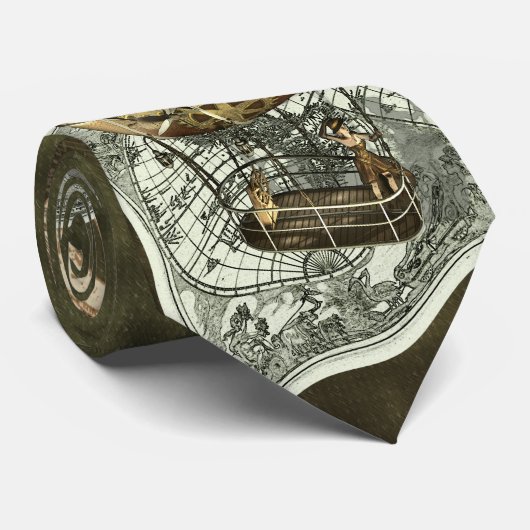 Steampunk Diriable Air Tour Necktie Stropdas (Opgerold)